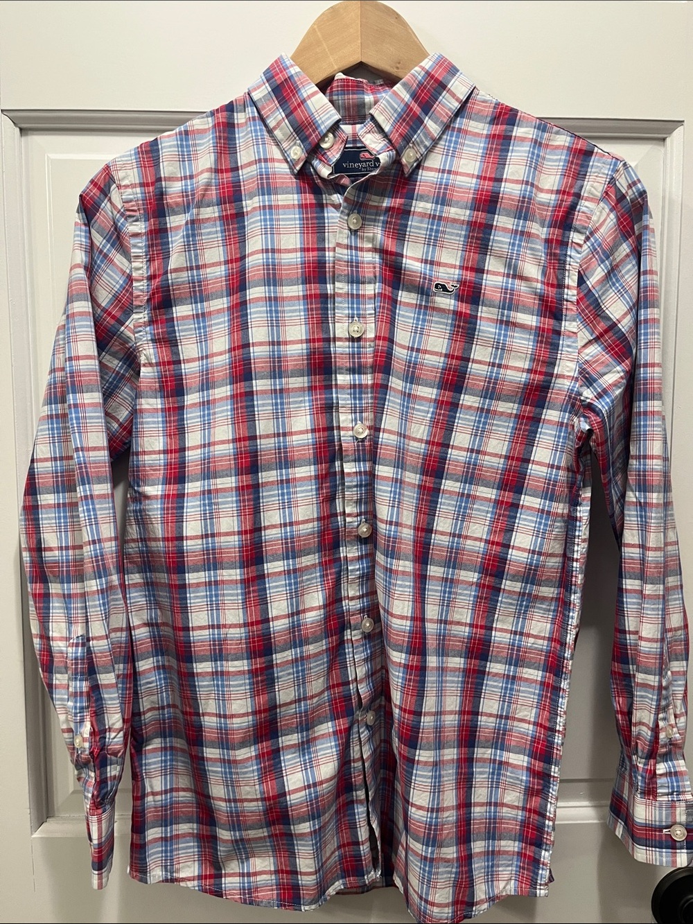 Vineyard Vines Plaid Button-Down Shirt in Red, Blue & White Boys Medium